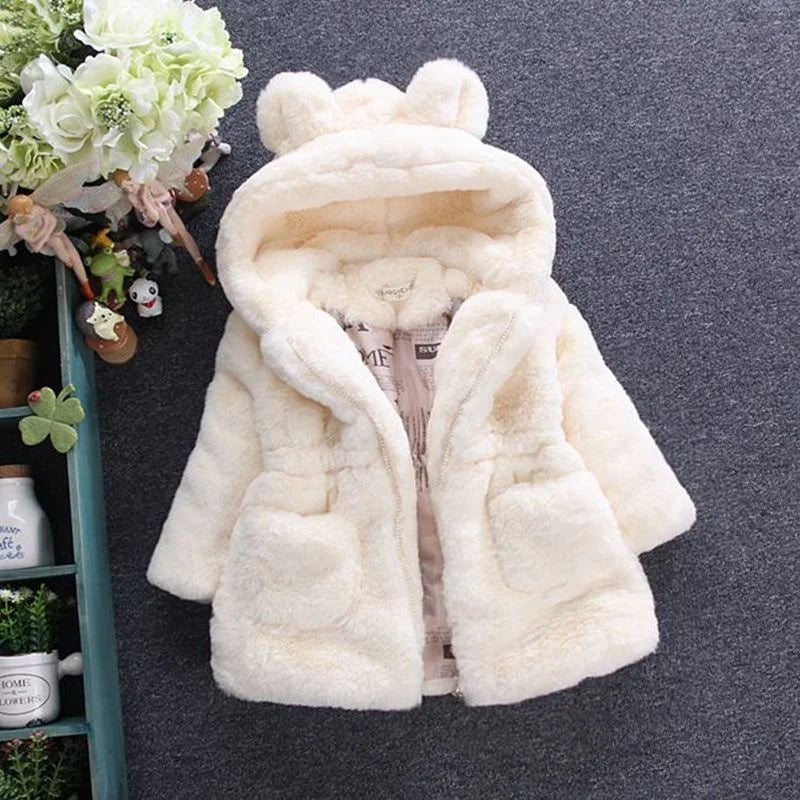 "Warm Toddler Girl Winter Coat | Faux Fur Snowsuit 1-7y"
