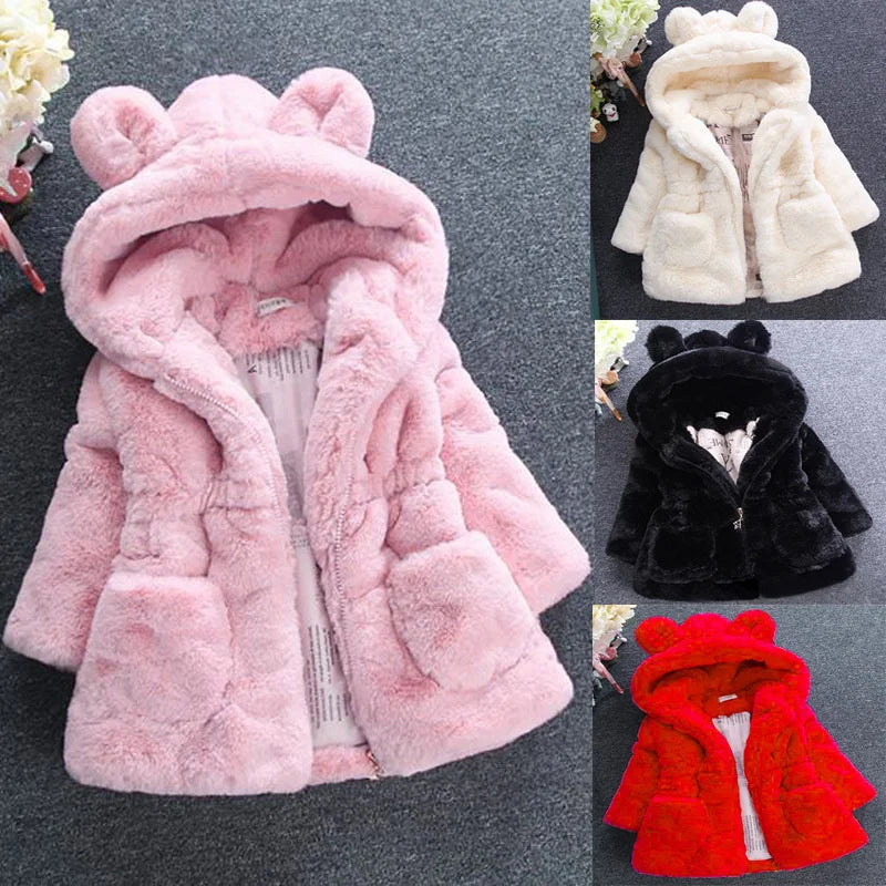 "Warm Toddler Girl Winter Coat | Faux Fur Snowsuit 1-7y"