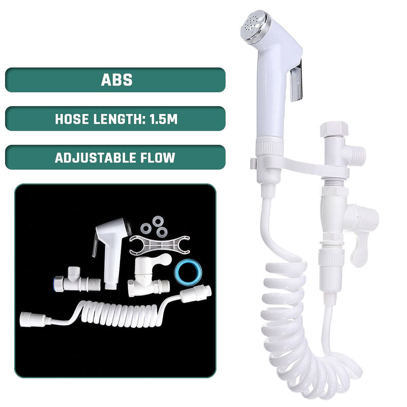 "Portable ABS Bidet Sprayer Set: Handheld, Retractable Hose, Adapter-Free"