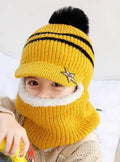 Knit Short Hooded Scarf Kids Hat and Warm Protection Ear Cap Scarves Girls Boy