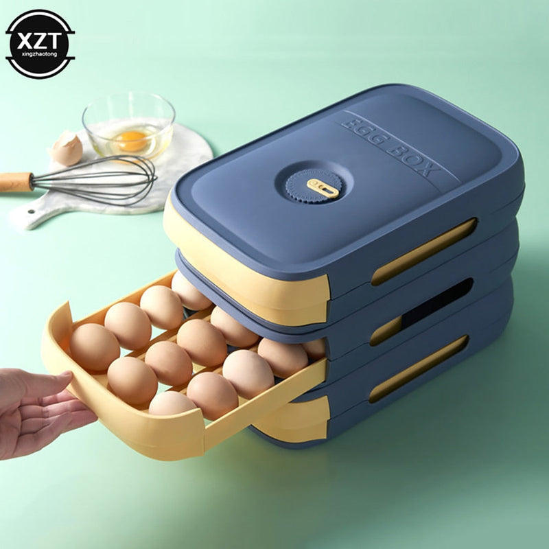 Stackable Egg Holder Storage Box Drawer Automatic Rolling Refrigerator