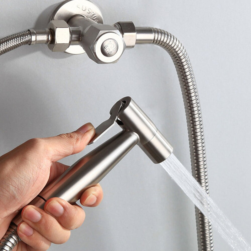 "Stainless Steel Handheld Bidet: Bathroom Hygiene Sprayer Set"
