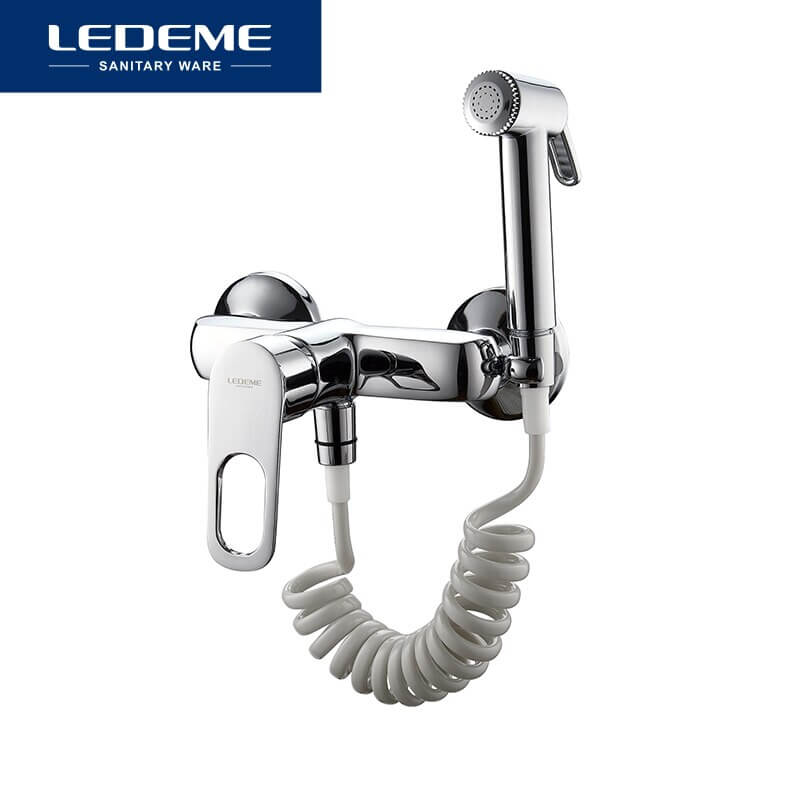 "LEDEME Bidet Faucet: Hot/Cold Water Mixer, Double Switch"