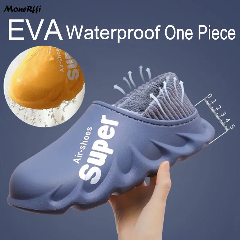 "Warm Waterproof Winter Slippers for Men and Women - Indoor/Outdoor Footwear"