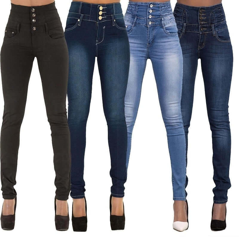 High Waist Denim Pencil Pants