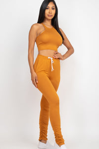 Crop Tank Top & Ruched Pants Set (CAPELLA)