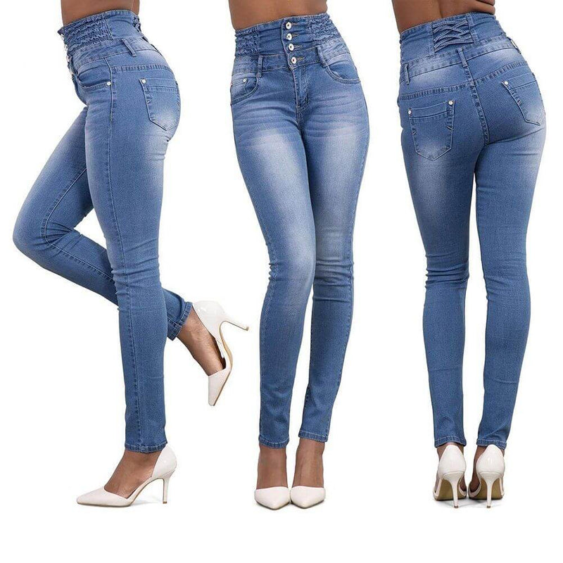 High Waist Denim Pencil Pants