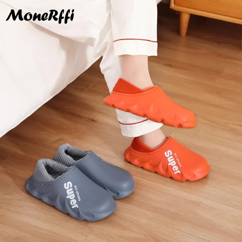 "Warm Waterproof Winter Slippers for Men and Women - Indoor/Outdoor Footwear"