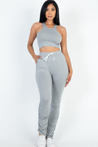 Crop Tank Top & Ruched Pants Set (CAPELLA)