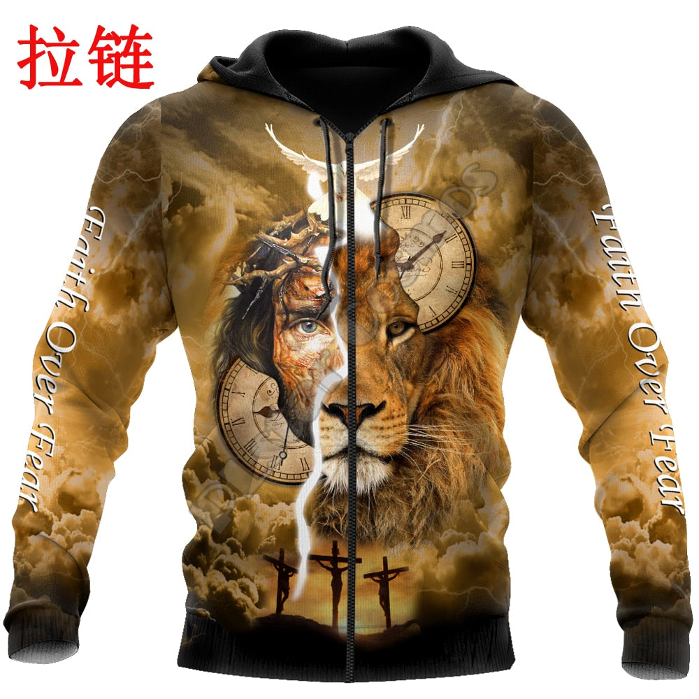 Animal Lion 3D Printed Men Hoodies Unisex Casual Pullover Zip Hoodie