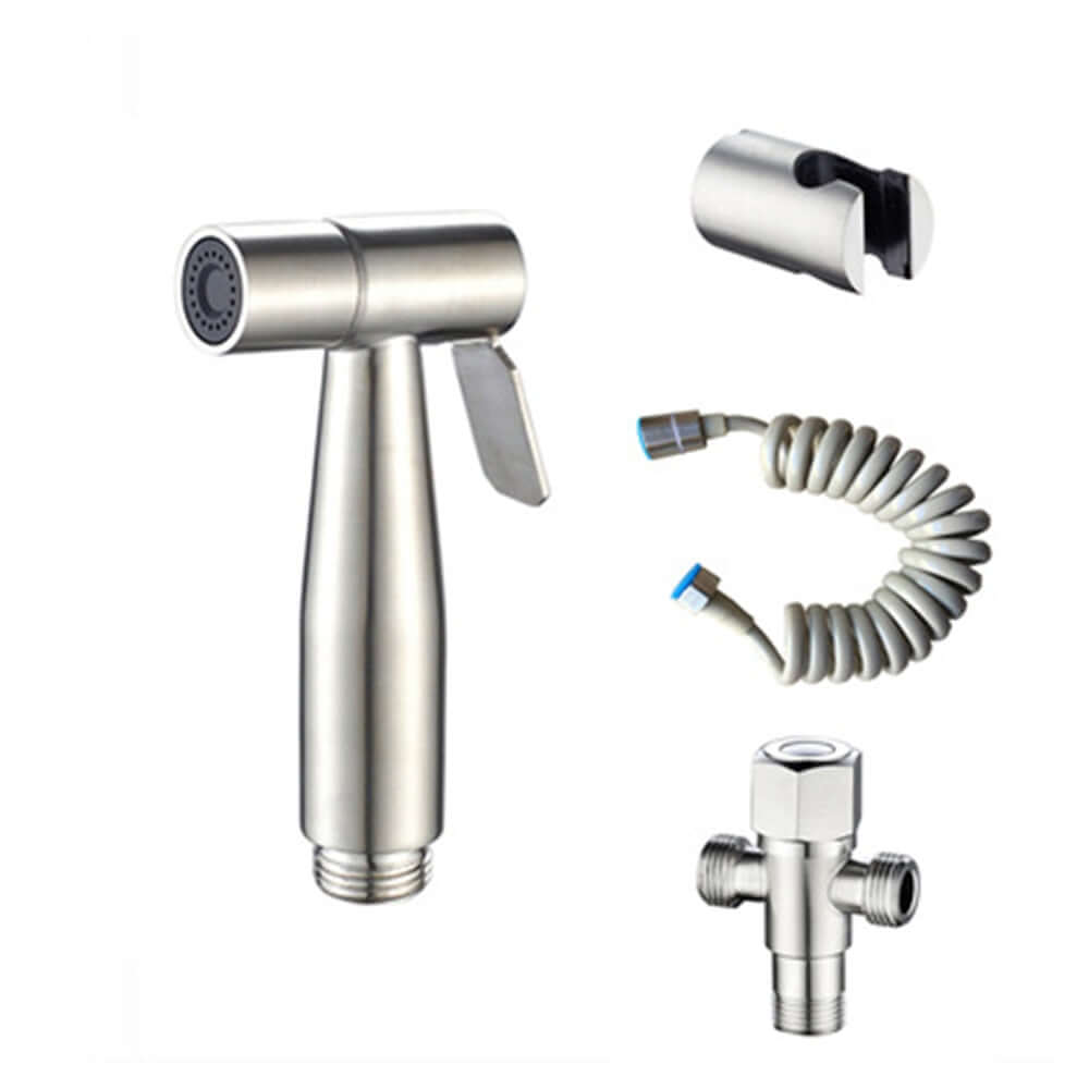 "Stainless Steel Handheld Bidet: Bathroom Hygiene Sprayer Set"