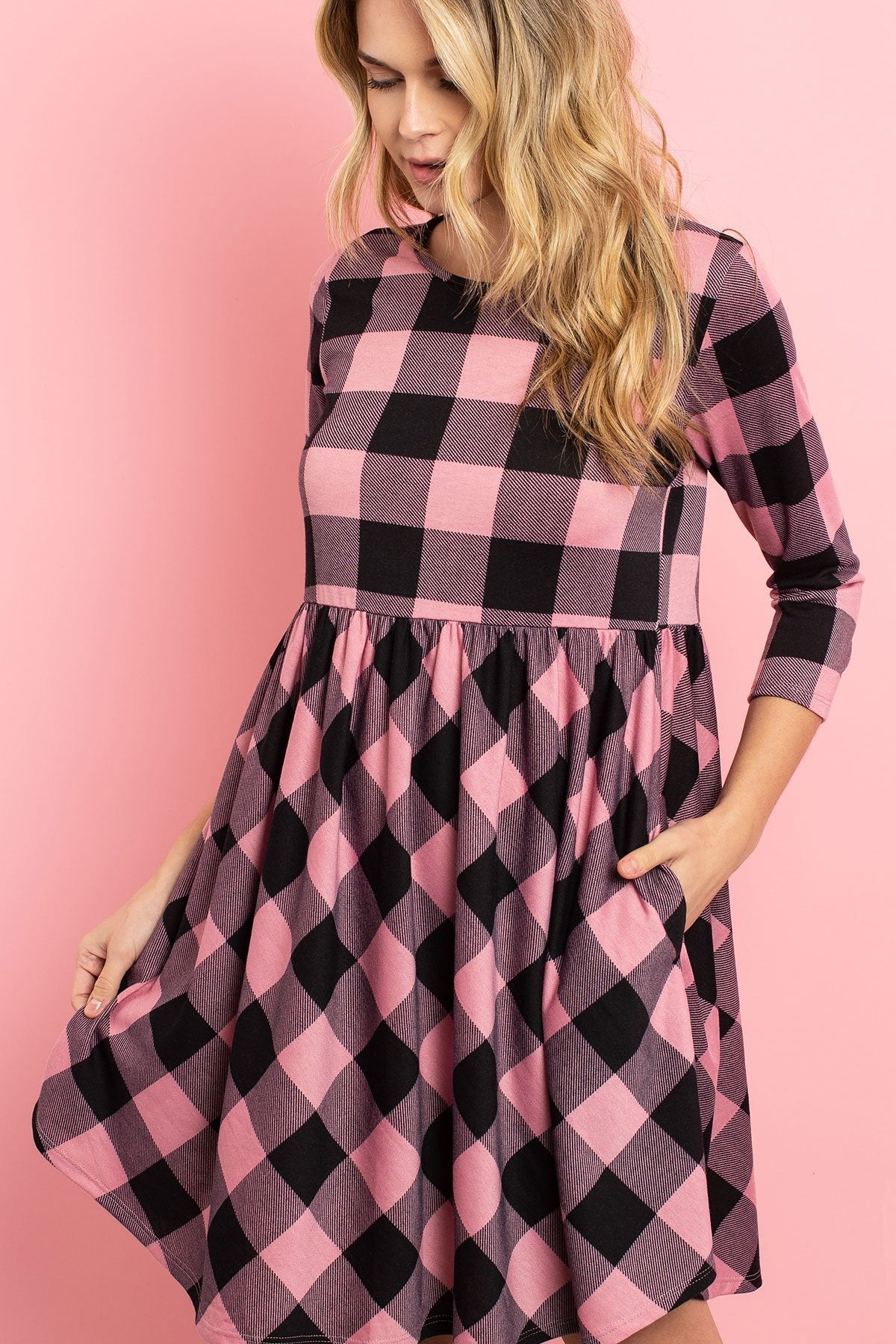 Stylish Plaid Pattern Dress