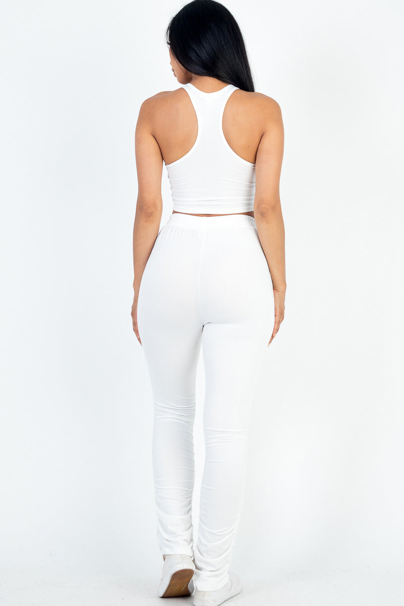 Crop Tank Top & Ruched Pants Set (CAPELLA)