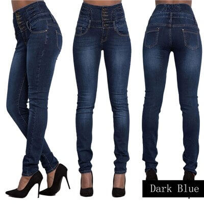 High Waist Denim Pencil Pants