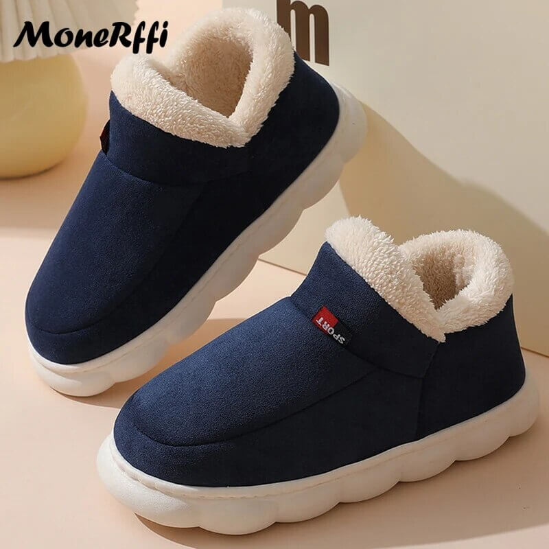 "Warm Waterproof Winter Slippers for Men and Women - Indoor/Outdoor Footwear"