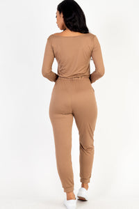 Capella Tie-Waist Long Sleeve Jumpsuit