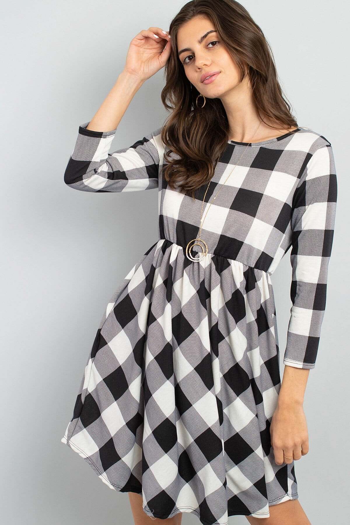 Stylish Plaid Pattern Dress