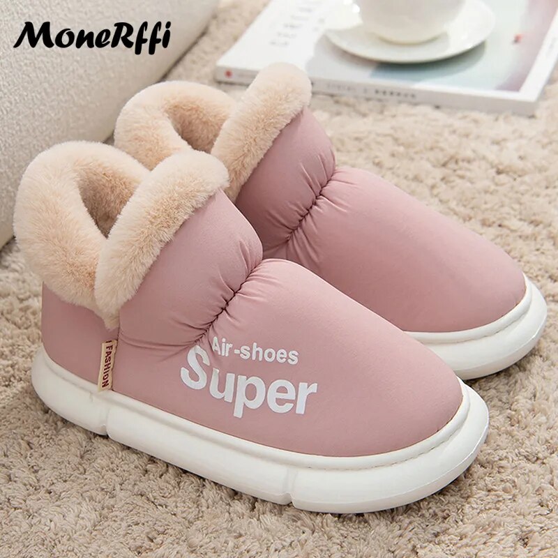 "Warm Waterproof Winter Slippers for Men and Women - Indoor/Outdoor Footwear"