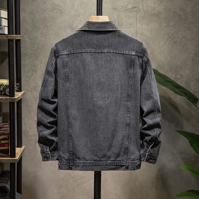 Spring & Autumn Men's Denim Jacket Black Casual Fashion Classic