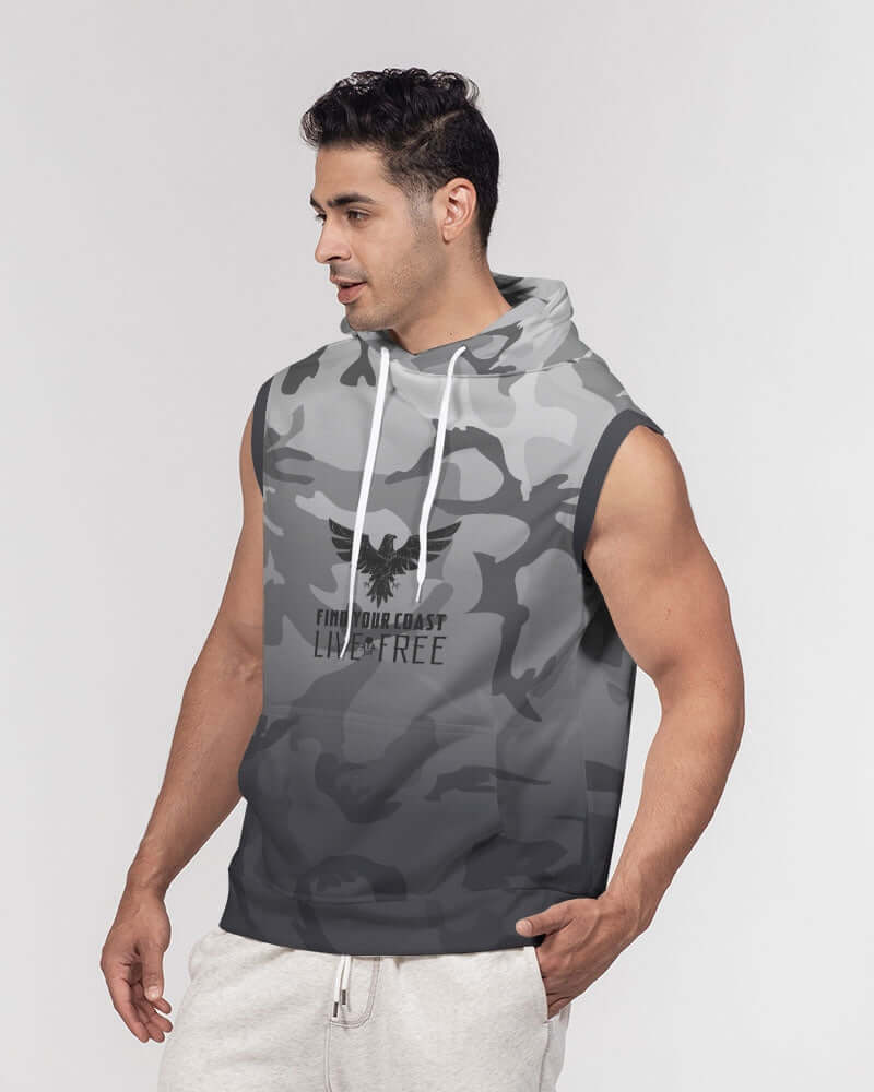 Men's Heavyweight Live Free Camo Sleeveless Hoodie