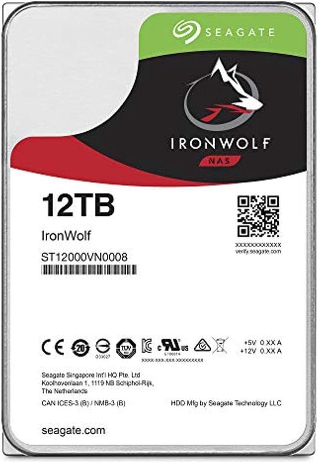 Ironwolf 12TB NAS Internal Hard Drive HDD – 3.5 Inch SATA 6Gb/S 7200 RPM 256MB Cache for RAID Network Attached Storage – Frustration Free Packaging (ST12000VNZ008)