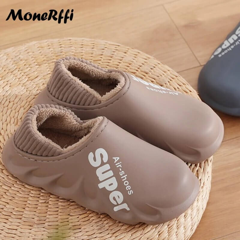 "Warm Waterproof Winter Slippers for Men and Women - Indoor/Outdoor Footwear"