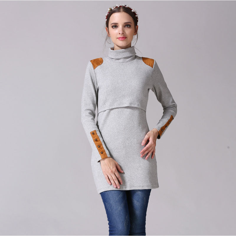 Turtleneck Maternity Nursing Dress: Perfect for Pregnant Moms