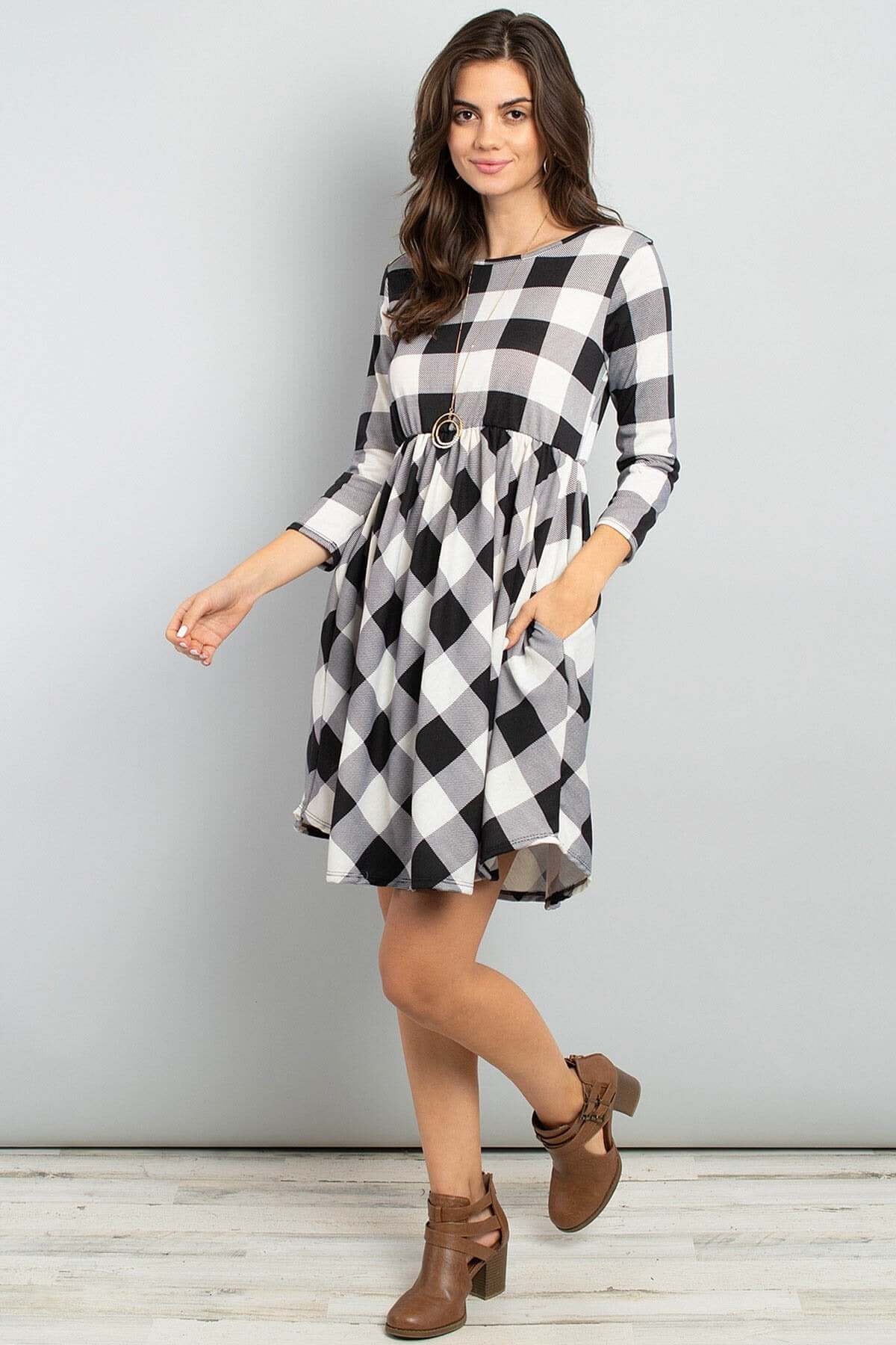 Stylish Plaid Pattern Dress