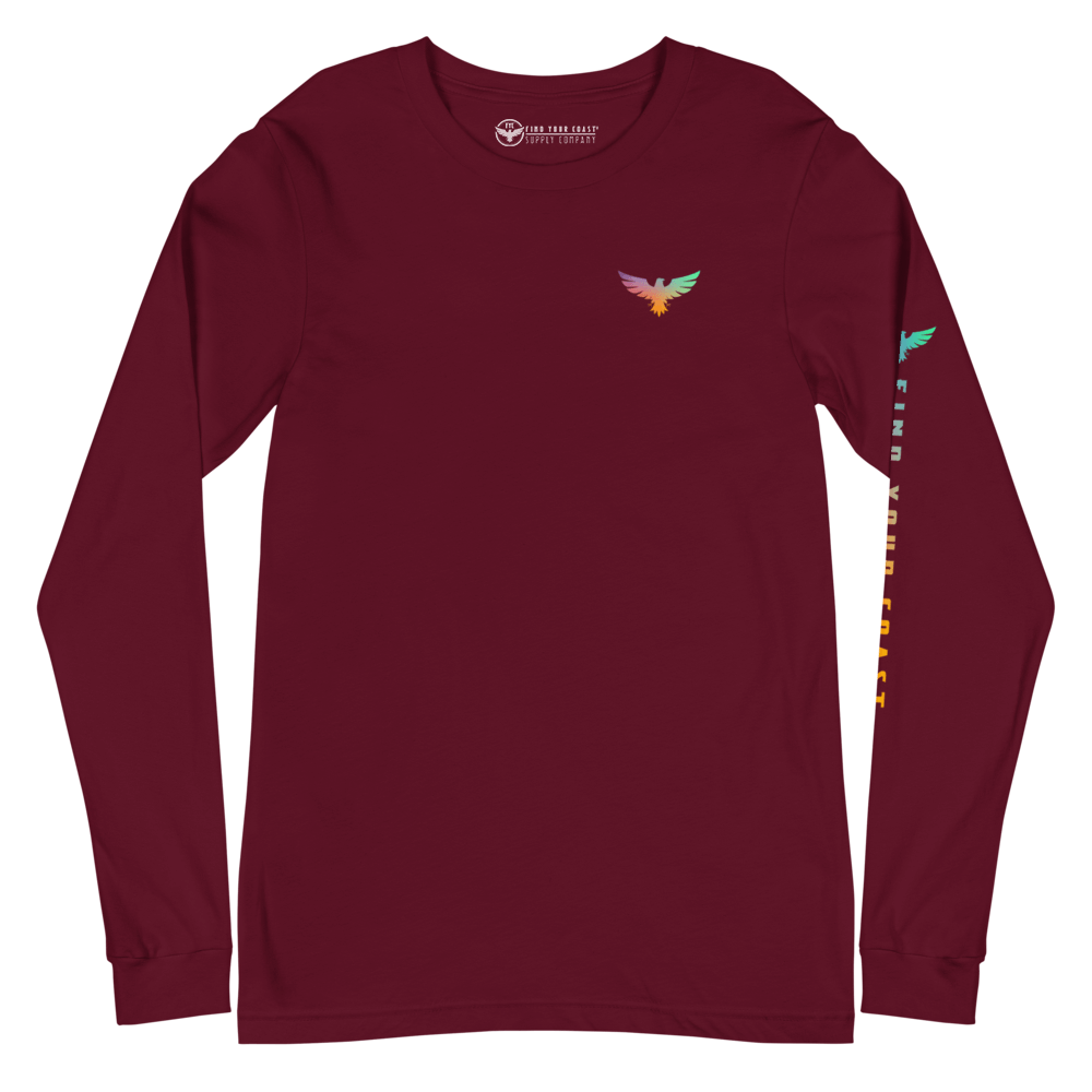 Women's All American Charter Series Maroon Rainbow Crewneck Long Sleeve Shirt