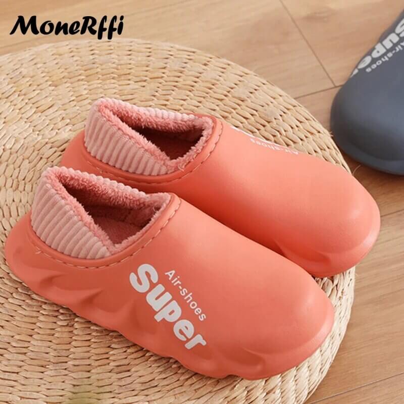 "Warm Waterproof Winter Slippers for Men and Women - Indoor/Outdoor Footwear"