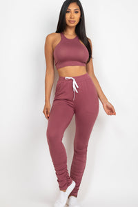 Crop Tank Top & Ruched Pants Set (CAPELLA)