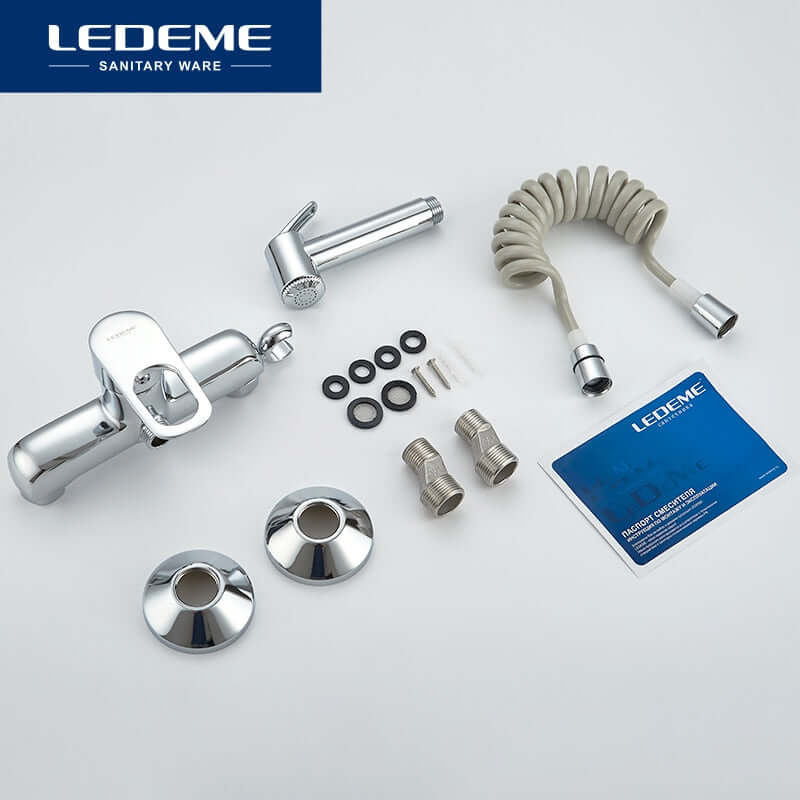 "LEDEME Bidet Faucet: Hot/Cold Water Mixer, Double Switch"