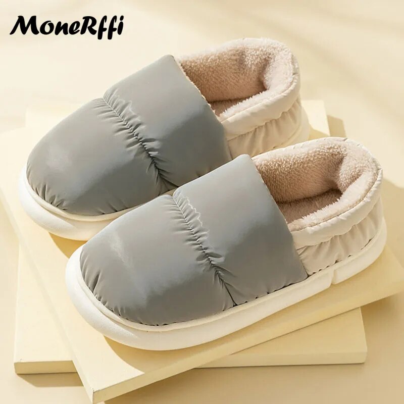 "Warm Waterproof Winter Slippers for Men and Women - Indoor/Outdoor Footwear"