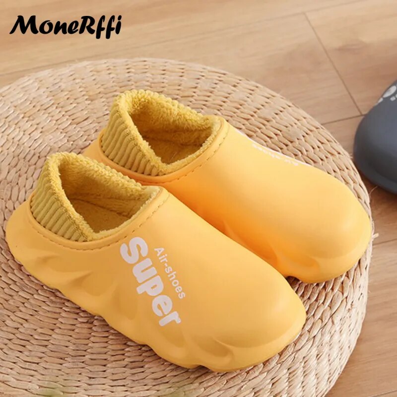 "Warm Waterproof Winter Slippers for Men and Women - Indoor/Outdoor Footwear"