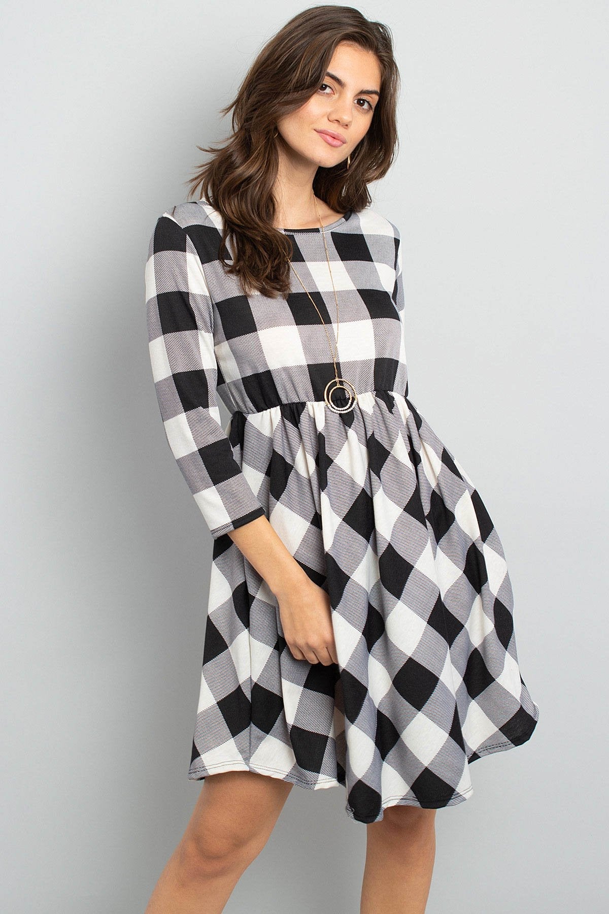 Stylish Plaid Pattern Dress