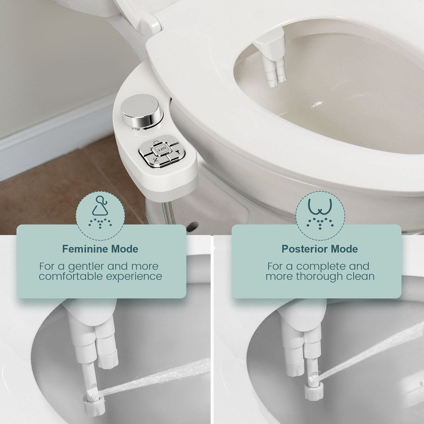 Samudra Button Bidet, Non-Electric, Dual Nozzle, Self-Cleaning