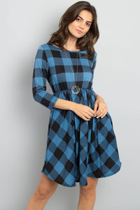 Stylish Plaid Pattern Dress