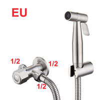 "Stainless Steel Handheld Bidet: Bathroom Hygiene Sprayer Set"