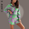 C.new S New Women's Print Two Piece Set - Stay Cool and Chic All Summer Long - Ultimate Style and Comfort