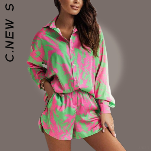 C.new S New Women's Print Two Piece Set - Stay Cool and Chic All Summer Long - Ultimate Style and Comfort