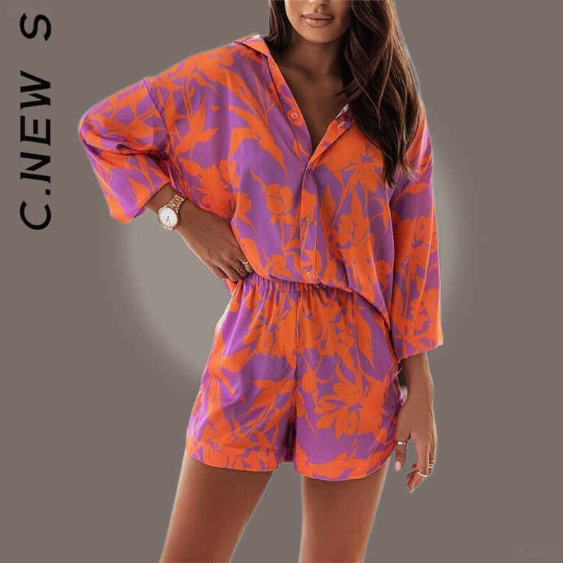 C.new S New Women's Print Two Piece Set - Stay Cool and Chic All Summer Long - Ultimate Style and Comfort