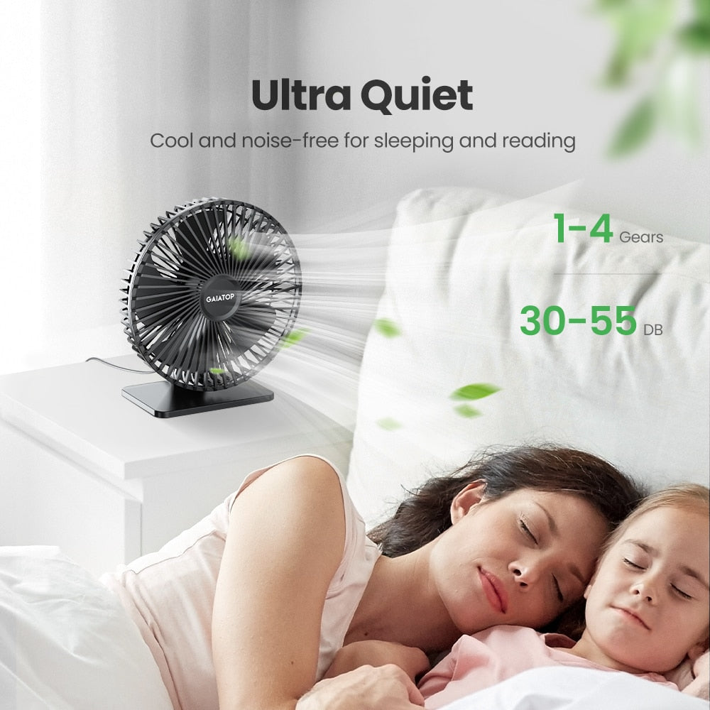 GAIATOP USB Desk Fan - Stay Cool and Comfortable Anywhere - Fully-customizable airflow for personalized relief