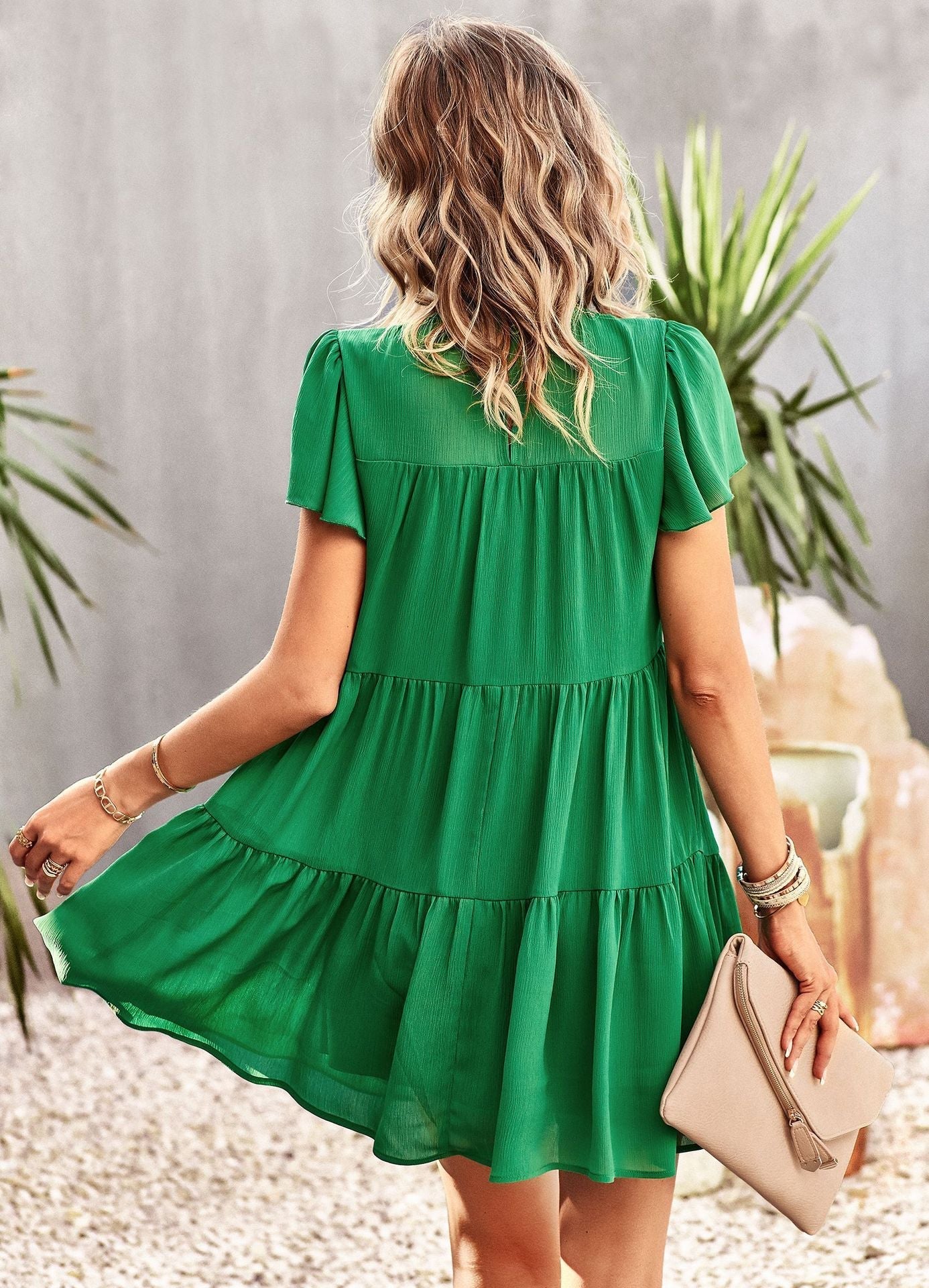 Solid Short Sleeve Dress - Comfortable All-Day Wear