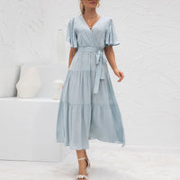 Sexy V-neck Ruffles Patchwork Dress- Feel Like Royalty in Luxurious Comfort