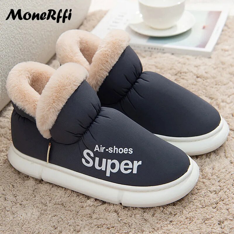 "Warm Waterproof Winter Slippers for Men and Women - Indoor/Outdoor Footwear"