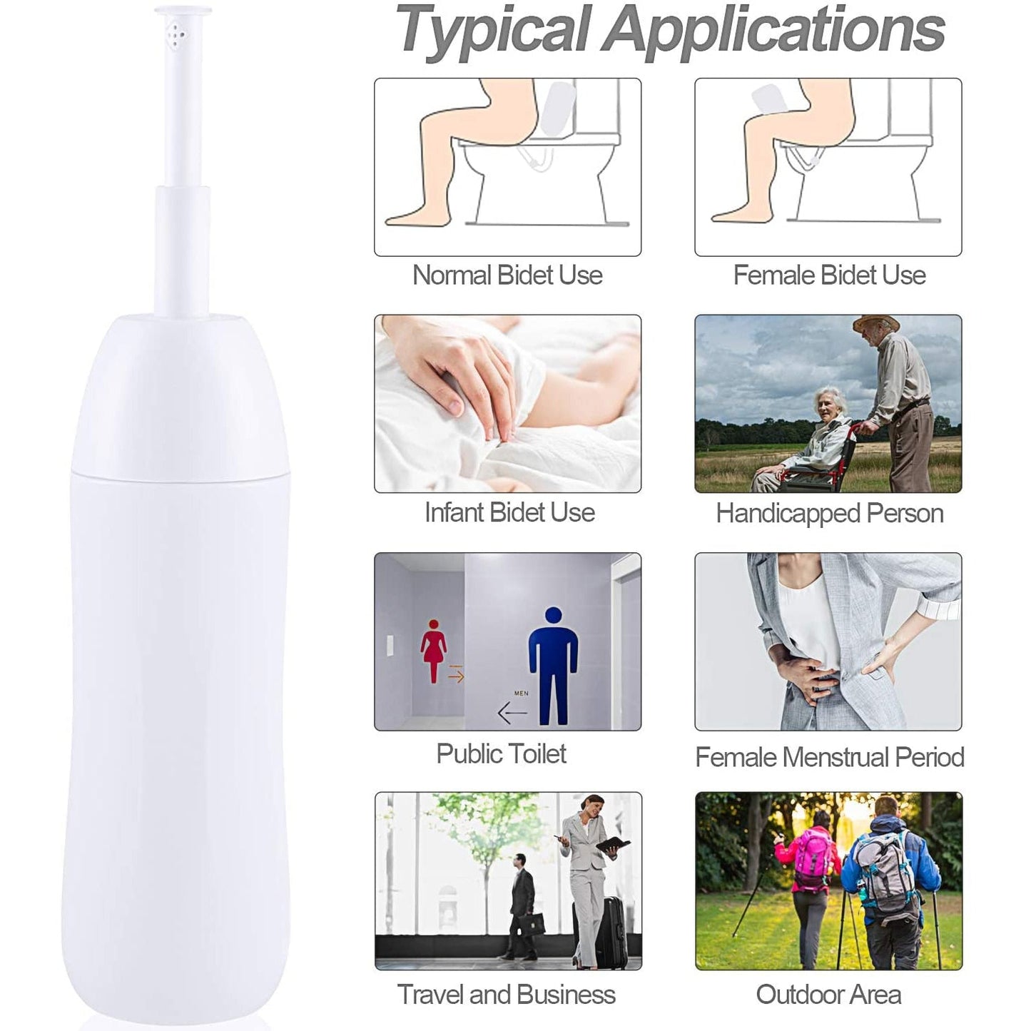 "Portable Travel Bidet: Handheld 400ml with Retractable Nozzle"