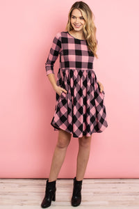 Stylish Plaid Pattern Dress