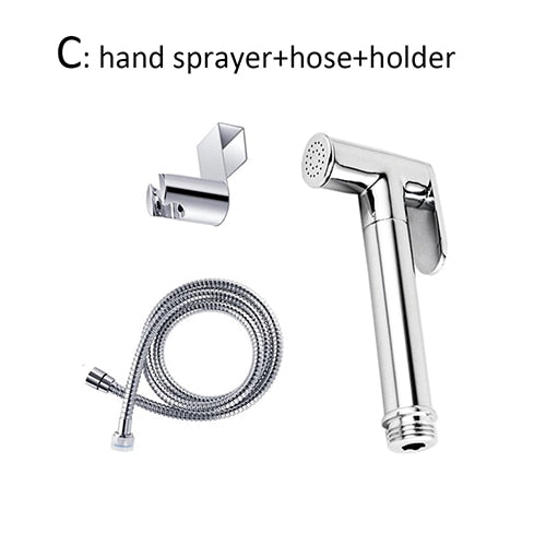 Arofa Toilet Bidet Sprayer Set, Brass Chrome Plated, Handheld, Complete Set