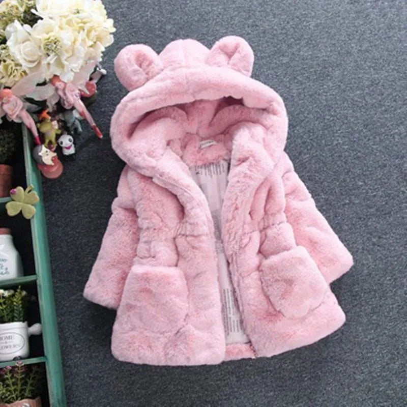 "Warm Toddler Girl Winter Coat | Faux Fur Snowsuit 1-7y"