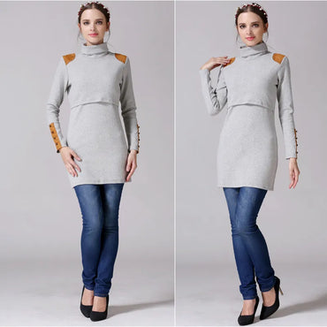 Turtleneck Maternity Nursing Dress: Perfect for Pregnant Moms